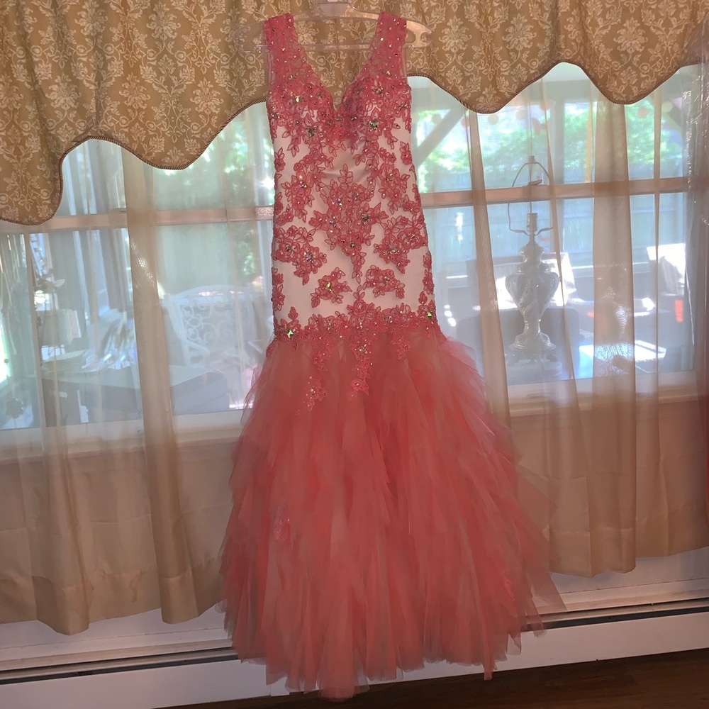 pink and cream dress
